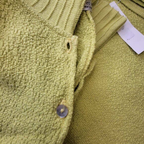 Cotton Cardigan Yellow Jacket Chartreuse Lime Green Sweater - Size L - NEW - Picture 13 of 16